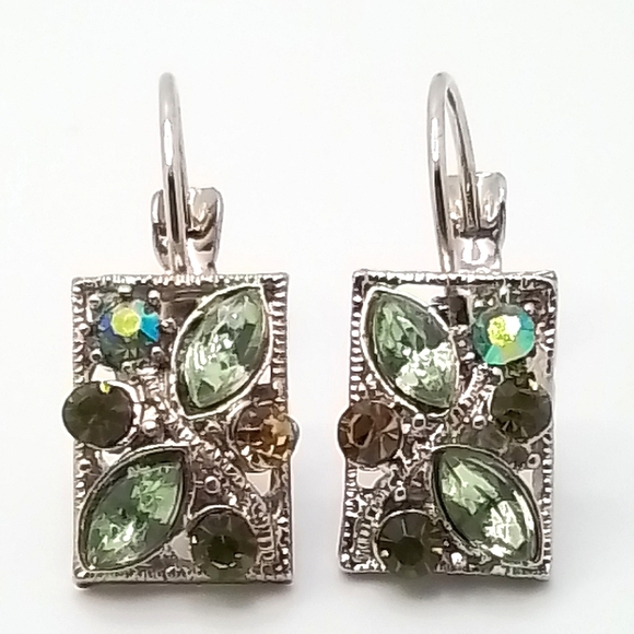 GREEN AND SILVER EARRINGS - Picture 4 of 5